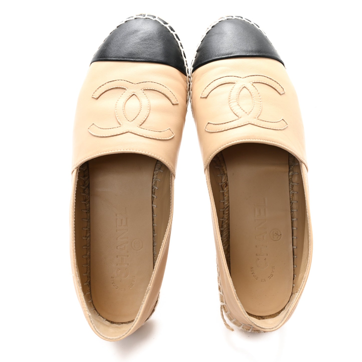 Lambskin CC Espadrilles 38 Beige Black