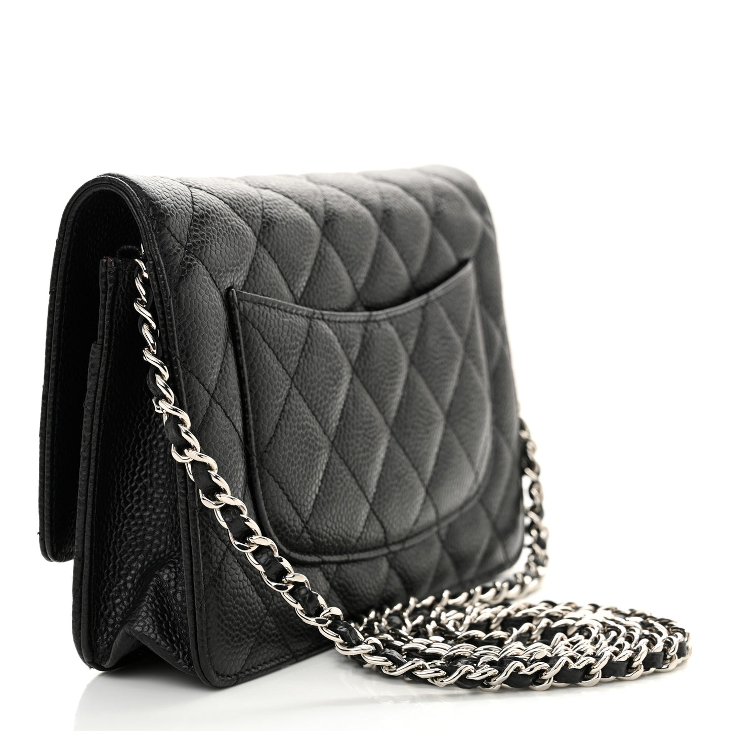Caviar Quilted Wallet on Chain WOC Black