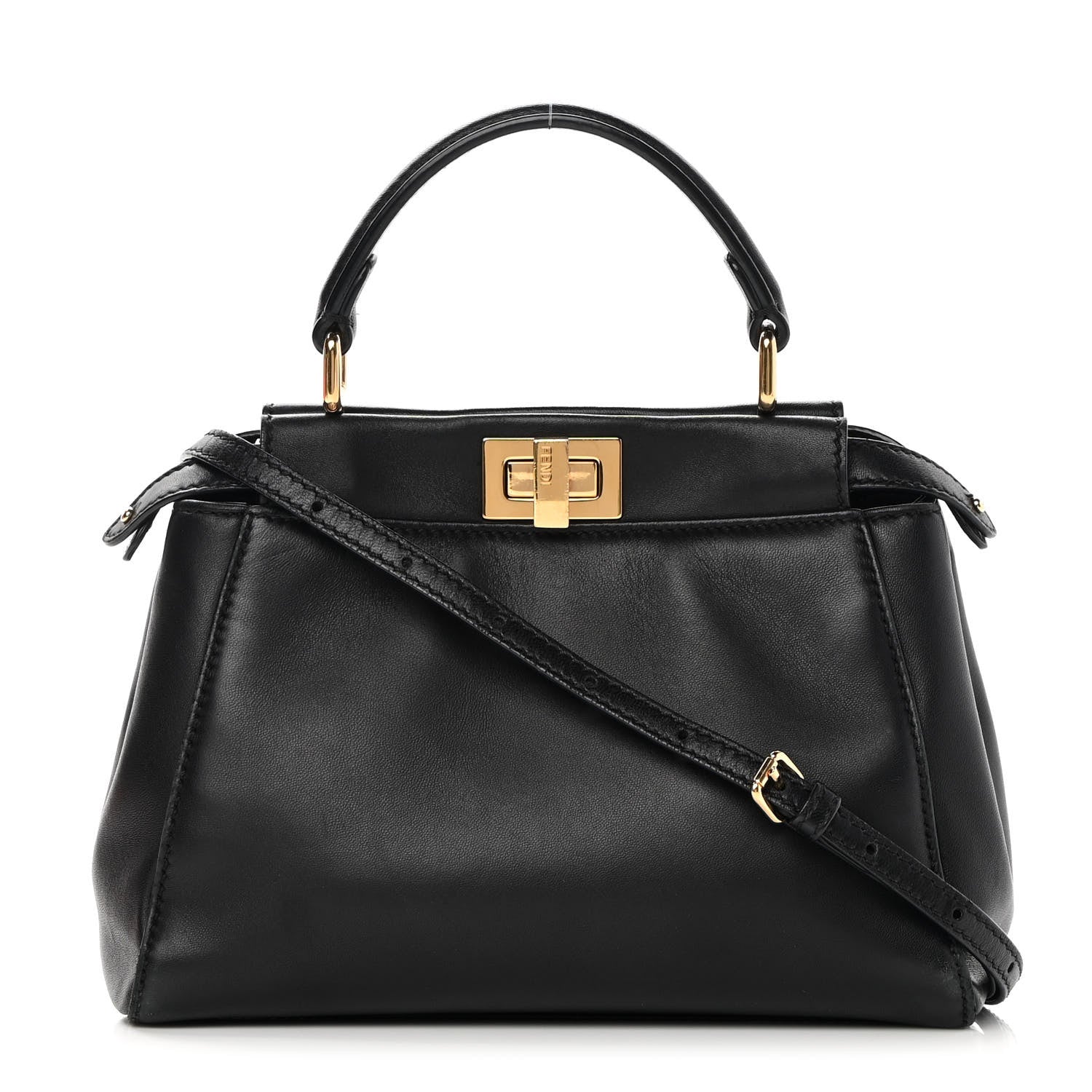 Fendi Nappa Mini Peekaboo Iconic Satchel Black 1 of 18