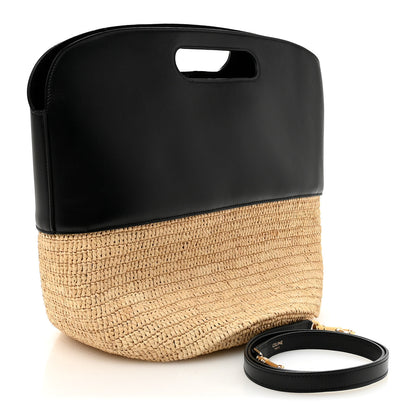 Celine Raffia Calfskin Basket Bag Natural Black 3 of 11