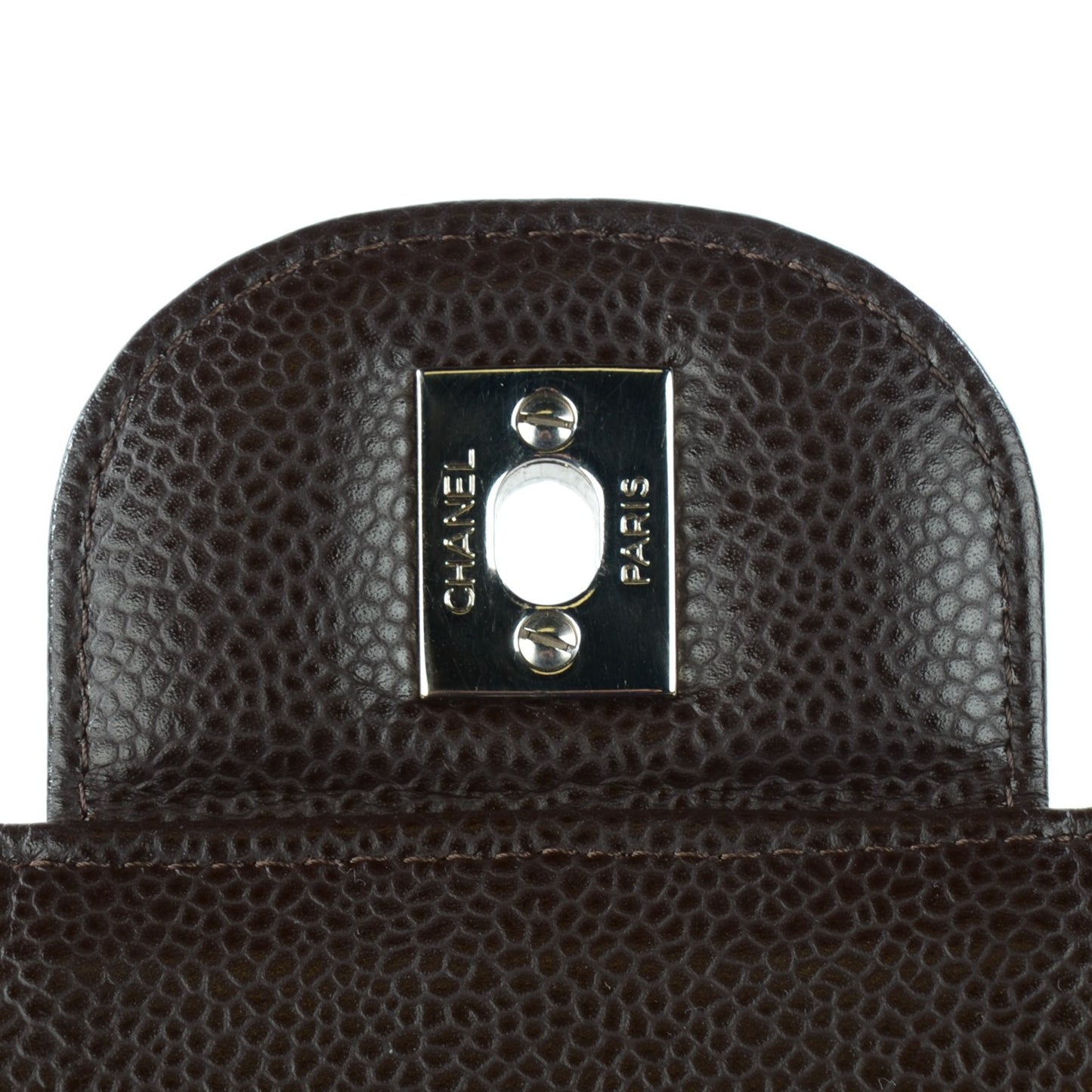 Caviar Quilted Jumbo Single Flap Dark Brown