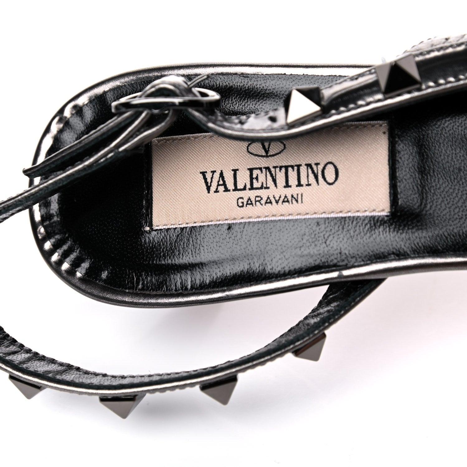 Valentino Garavani Metallic Pebbled Calfskin Rockstud Half D'Orsay Slingback 50mm Pumps 35.5 Rutenio 12 of 12