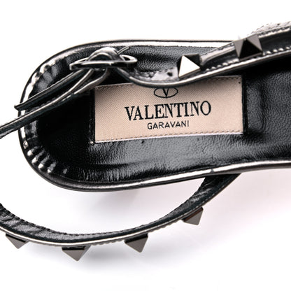 Valentino Garavani Metallic Pebbled Calfskin Rockstud Half D'Orsay Slingback 50mm Pumps 35.5 Rutenio 12 of 12