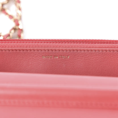 Chanel Goatskin Quilted Diamond CC Wallet On Chain WOC Pink 10 of 12