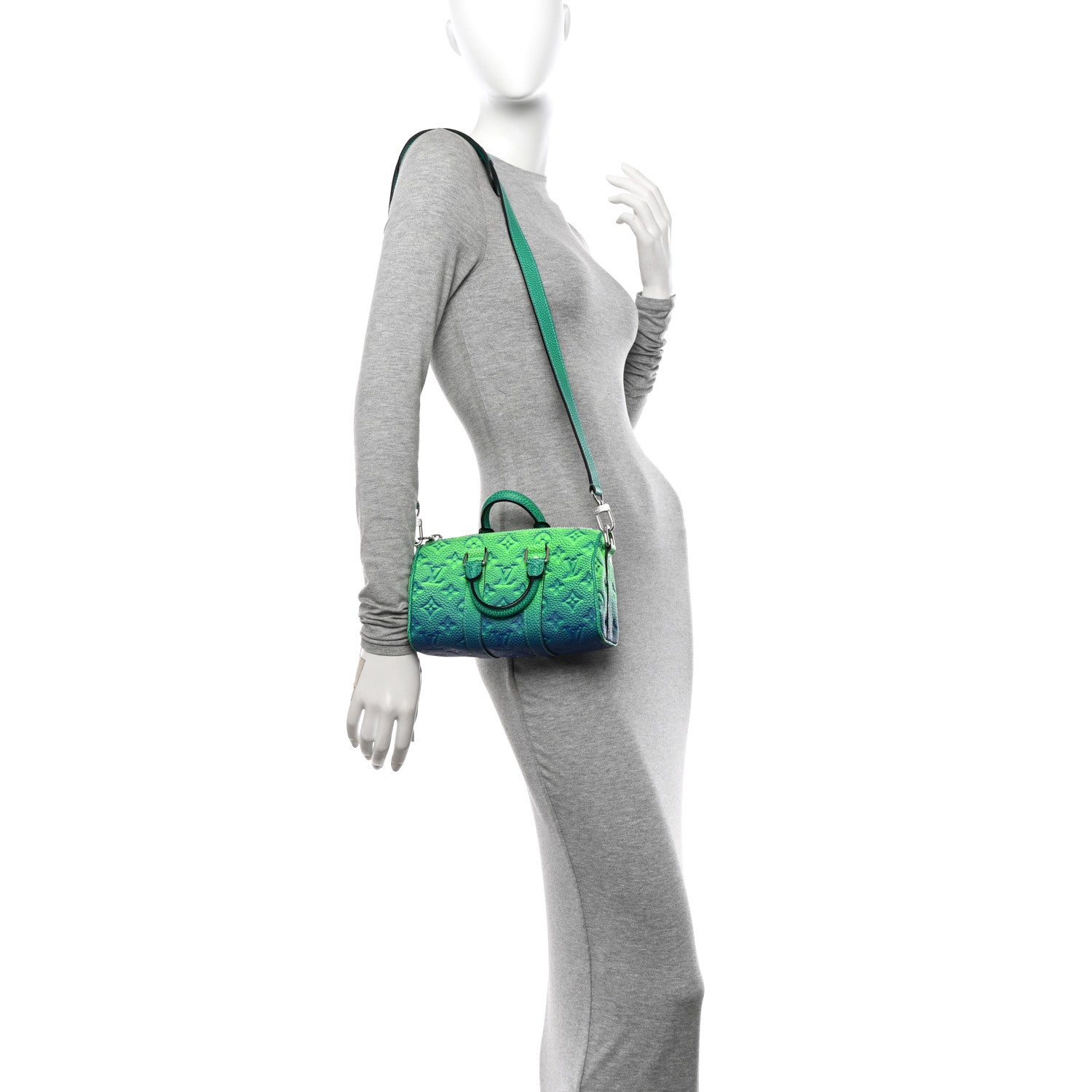 Louis Vuitton Taurillon Illusion Keepall XS Bleu Vert 2 of 9