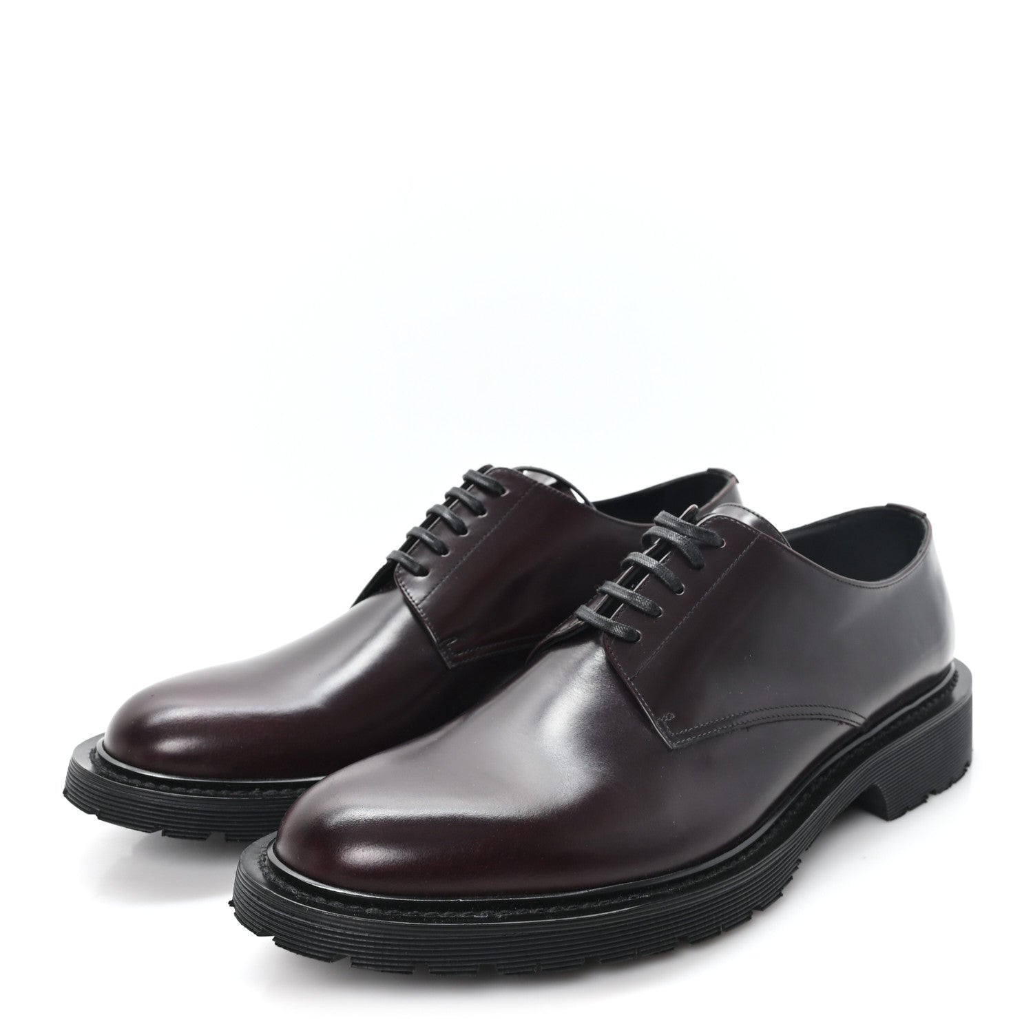 Saint Laurent Calfskin Mens Army 20 Derby Shoes 43 Dark Wine 4 of 9