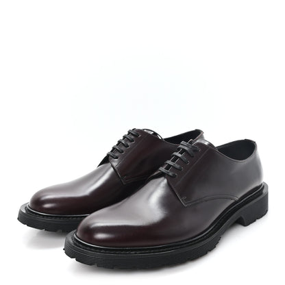 Saint Laurent Calfskin Mens Army 20 Derby Shoes 43 Dark Wine 4 of 9