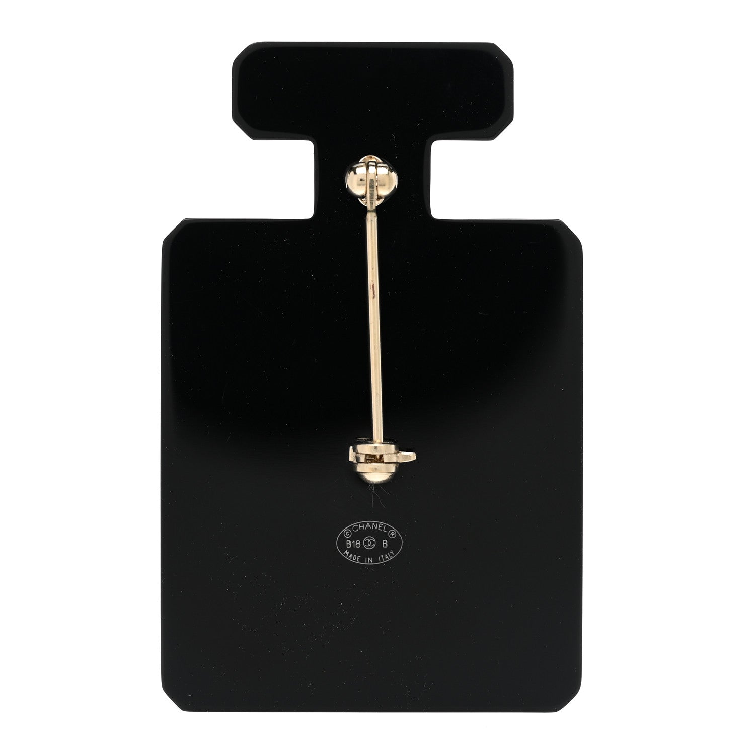Chanel Resin Pearl Perfume Bottle CC Brooch Black Gold 3 of 5
