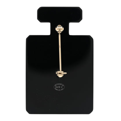 Chanel Resin Pearl Perfume Bottle CC Brooch Black Gold 3 of 5