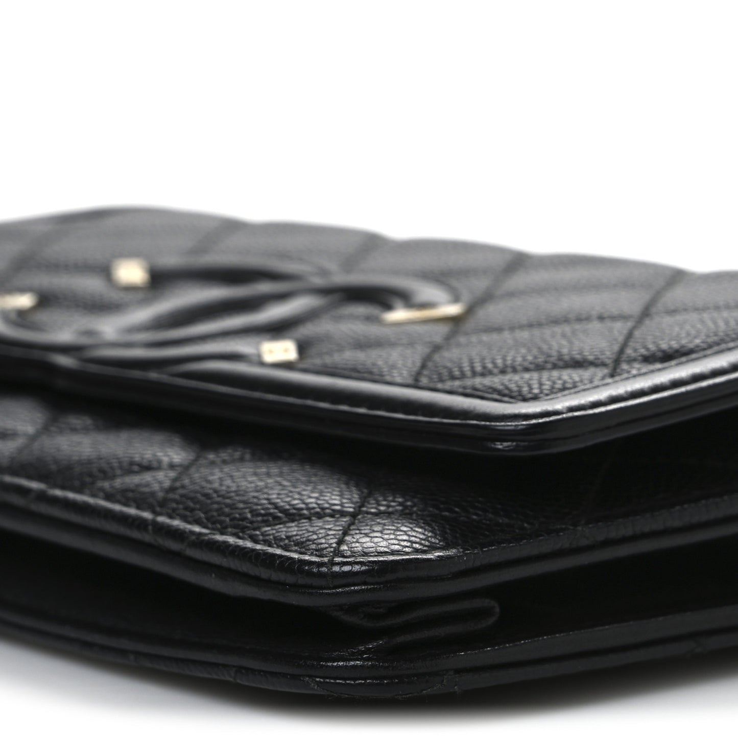 Caviar Quilted CC Filigree Wallet On Chain WOC Black