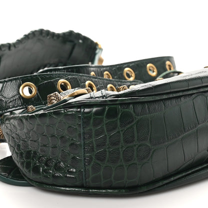 Balenciaga Extra Supple Calfskin Crocodile Embossed Le Cagole Shoulder Bag XS Forest Green 10 of 11