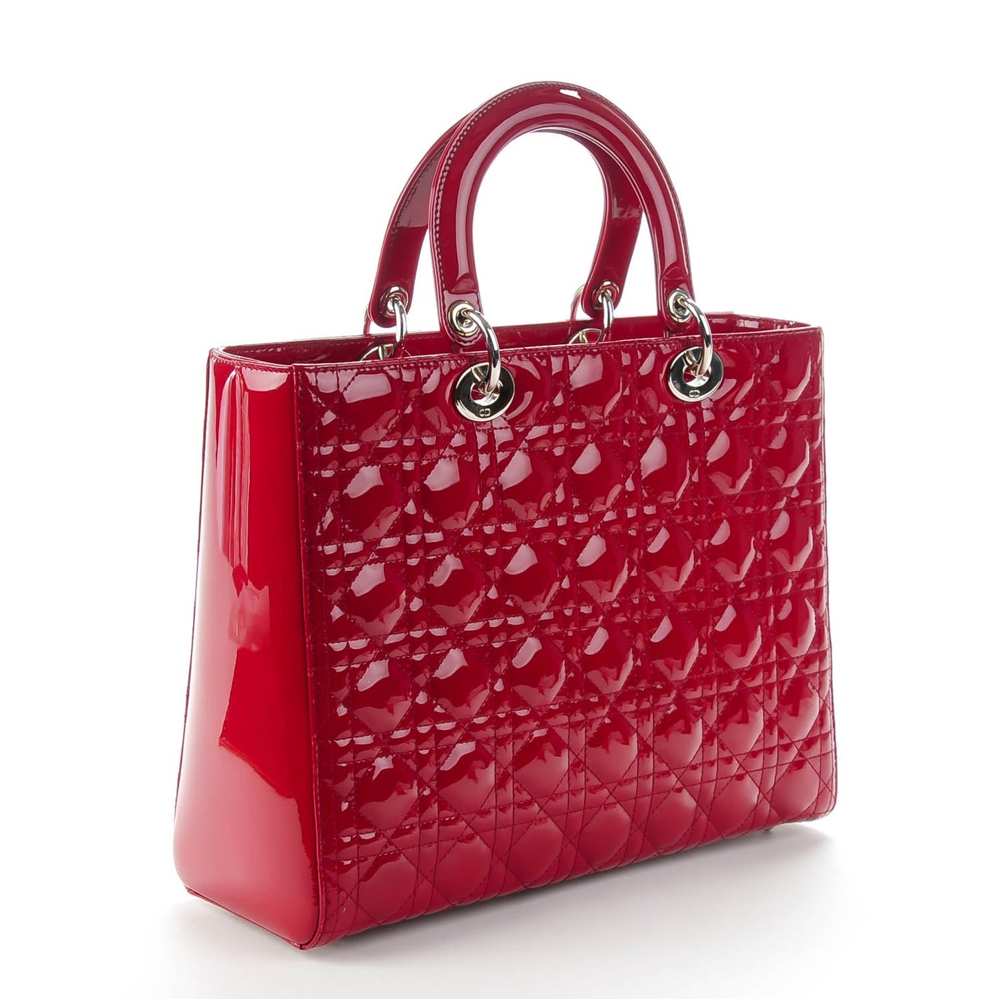 Patent Cannage Large Lady Dior Red