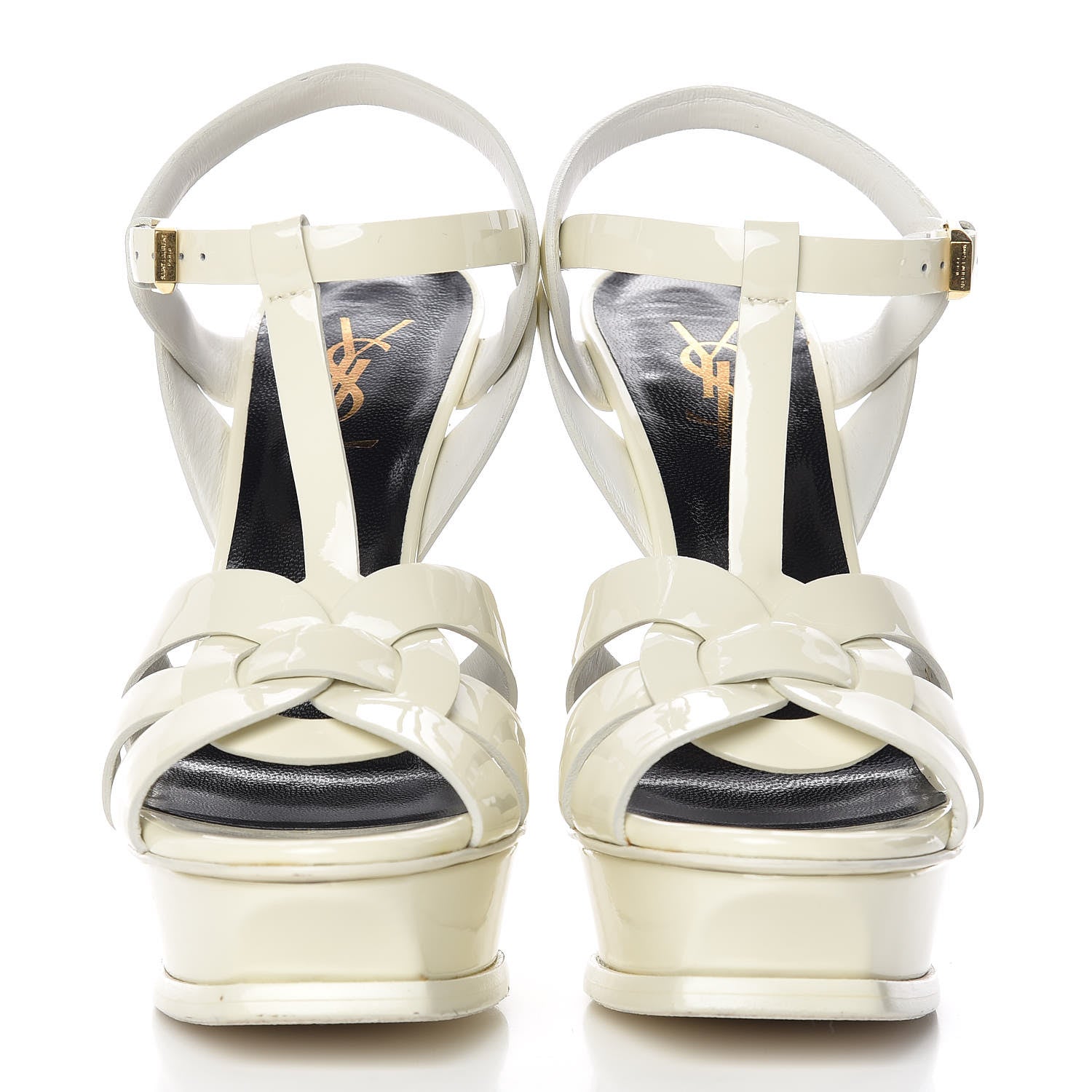 Saint Laurent Patent Tribute 105 Platform Sandals 38 Ivory 2 of 9