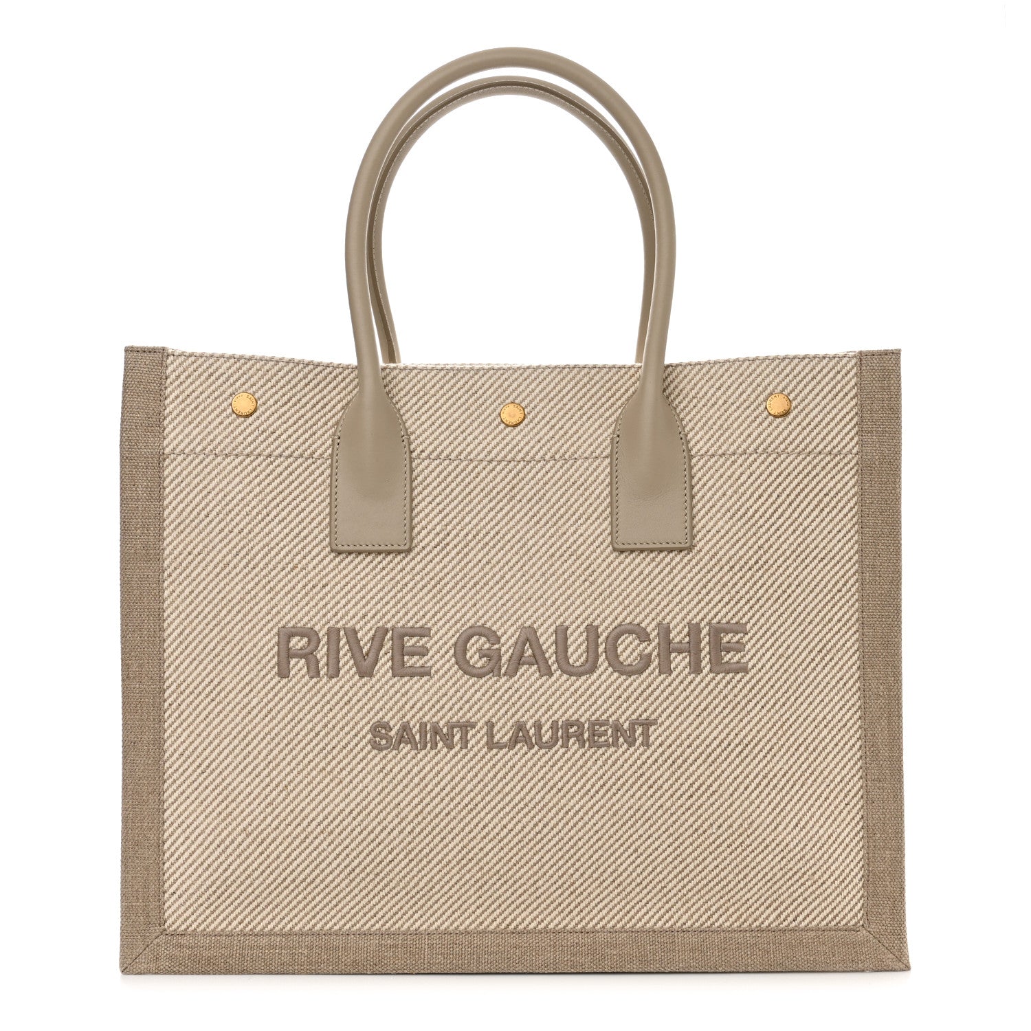 Saint Laurent Linen Calfskin Small Rive Gauche Tote Beige Sea Salt 1 of 11