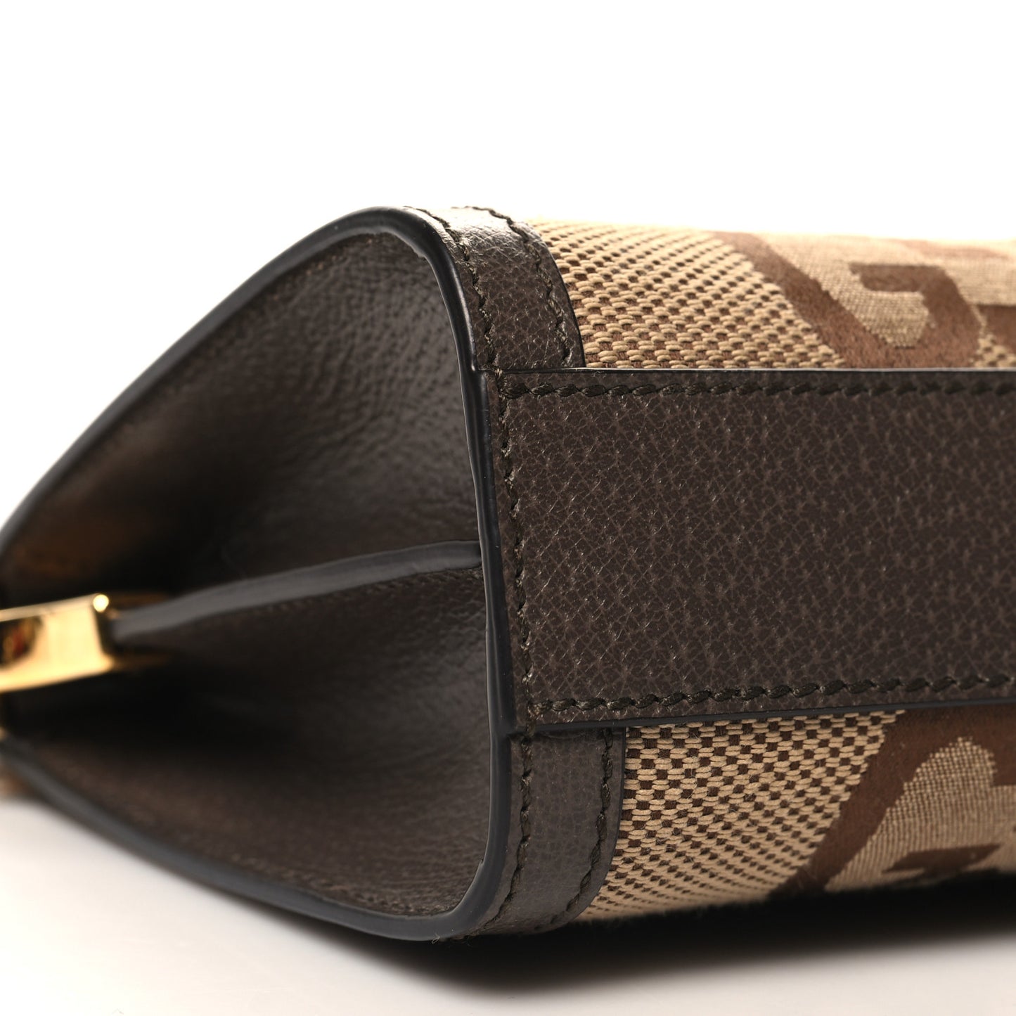 Monogram Jumbo GG Textured Dollar Calfskin Web Small Ophidia Chain Shoulder Bag Camel Ebony New Acero