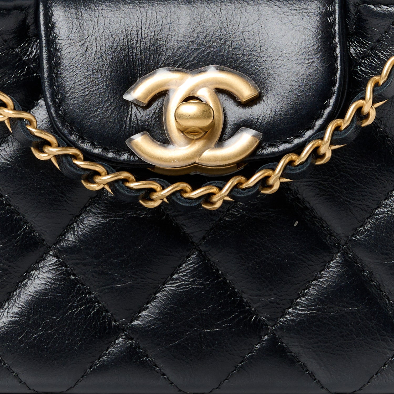 Chanel Shiny Aged Calfskin Quilted Mini Nano Kelly Shopper Black 8 of 11