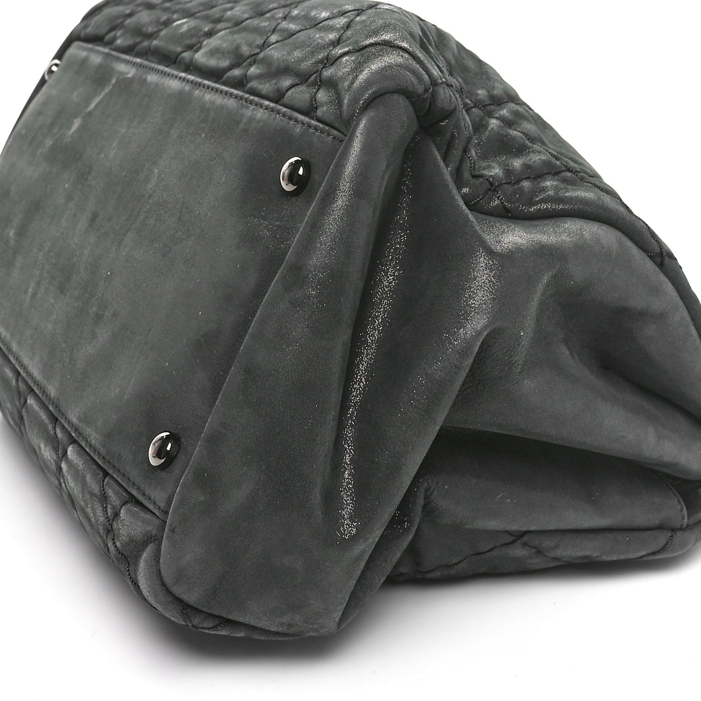 Iridescent Calfskin Large Just Mademoiselle Bowling Bag Black