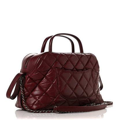 Chanel Aged Calfskin Small Bowling Bag Burgundy 3 of 13
