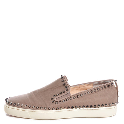 Christian Louboutin Mens Canvas Spikes Pik Boat Flat 45 Beige 1 of 7
