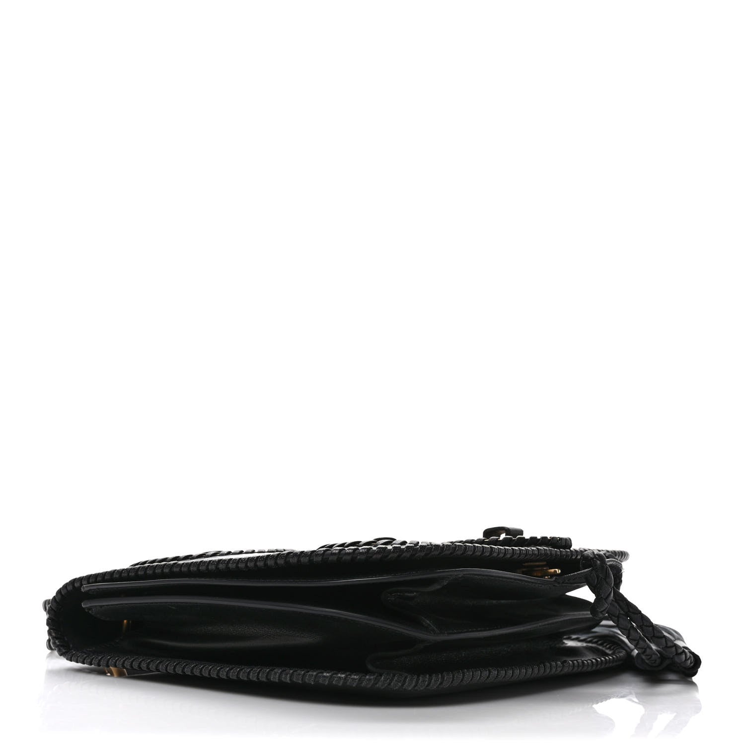 Salvatore Ferragamo Calfskin Whipstitch Kamelia Shoulder Bag Black 4 of 9