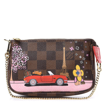 Louis Vuitton Damier Ebene 2019 Christmas Animation Mini Pochette Accessories Red 1 of 6