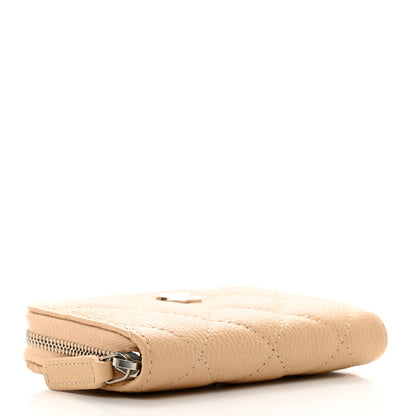Chanel Caviar Quilted Zip Around Coin Purse Beige 4 of 8