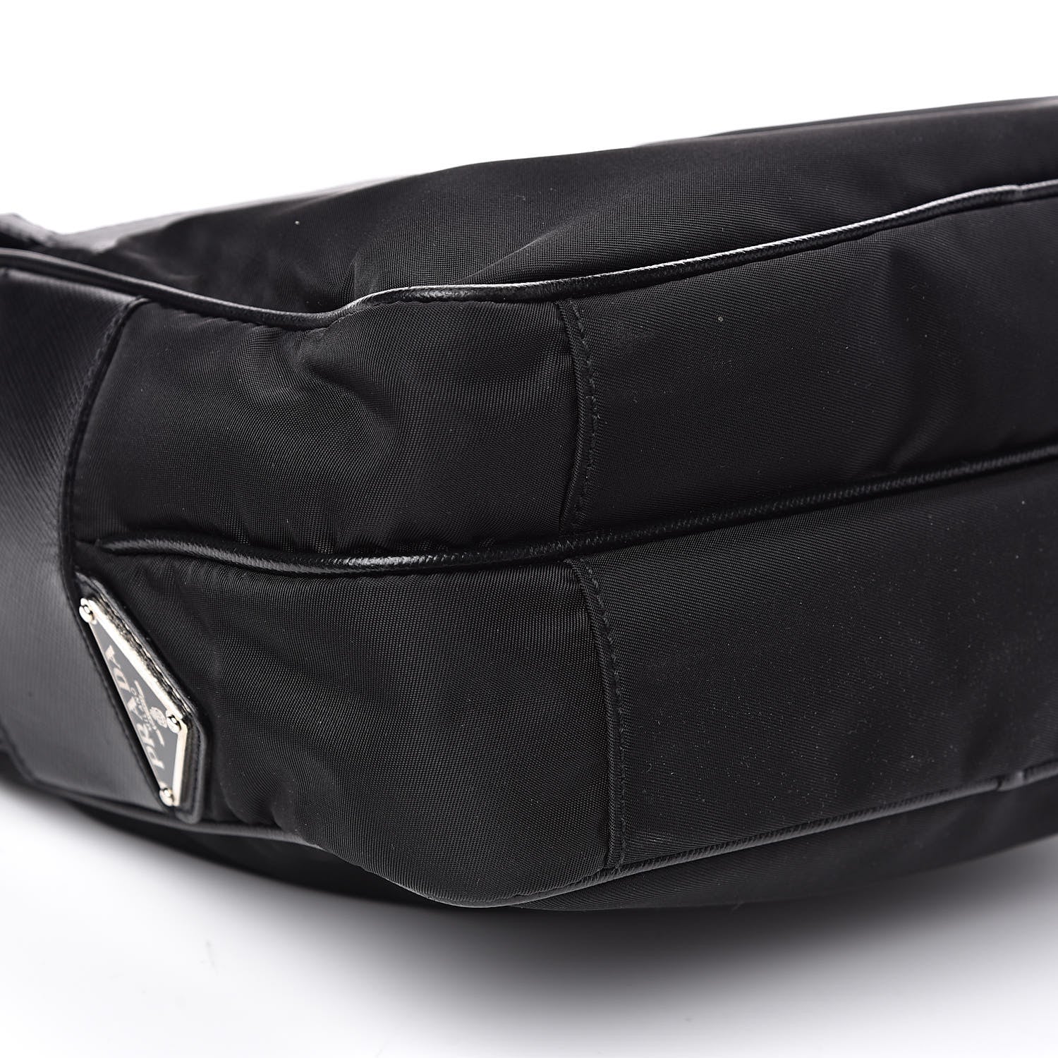 Prada Tessuto Nylon Saffiano Shoulder Bag Black Cuoio 11 of 12