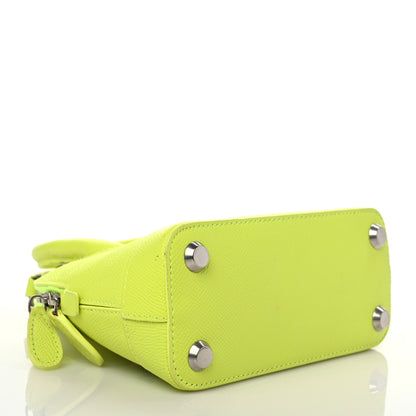 Balenciaga Signature Grained Calfskin Logo XXS Ville Top Handle Bag Acid Green Black 3 of 7