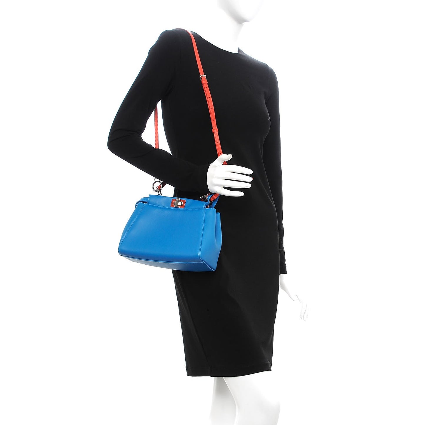 Nappa Colorblock Mini Peekaboo Iconic Satchel Blue Royal Papavero Cuoio