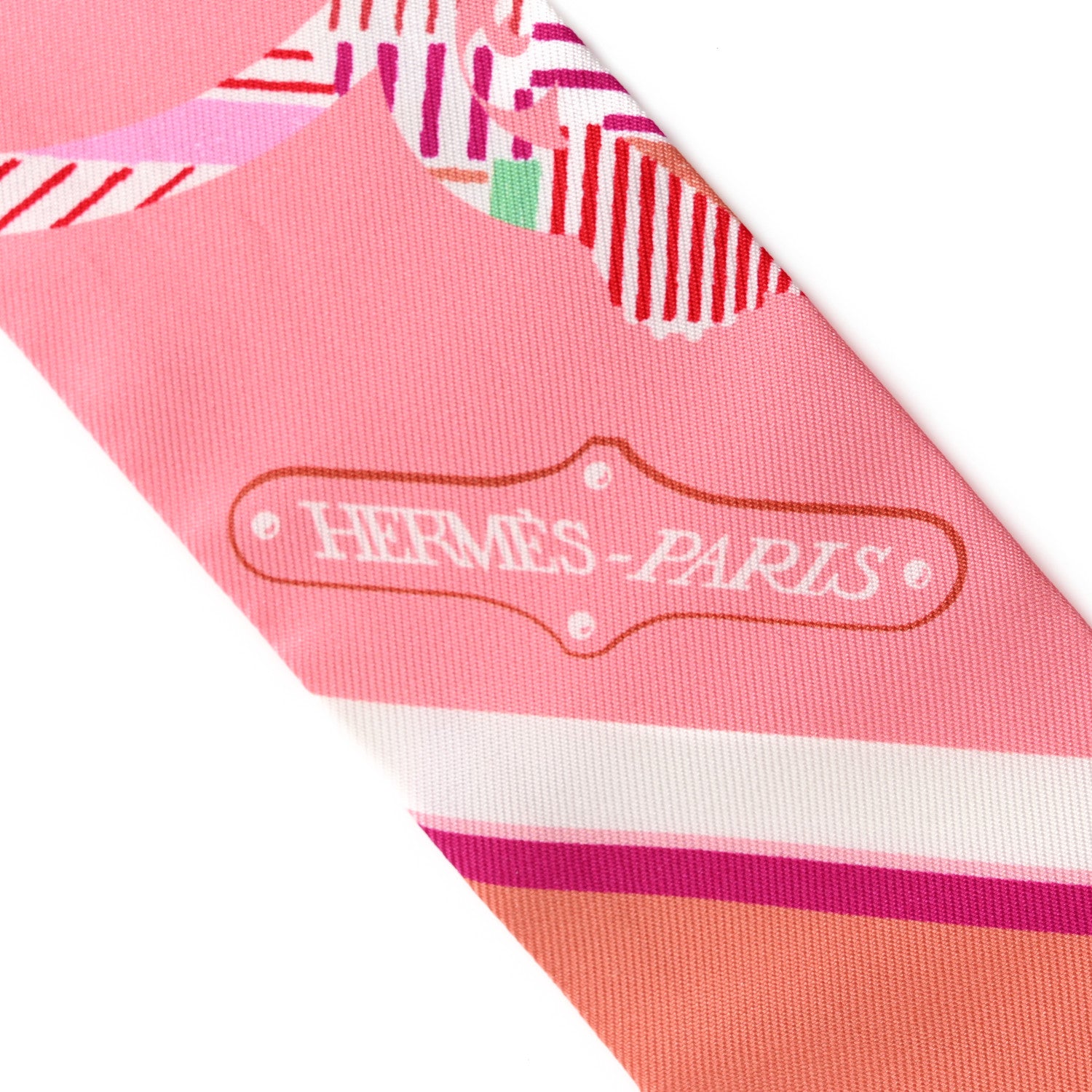 Hermes Silk Cavalcadour Morning Twilly Rose Vert Terracotta 2 of 5
