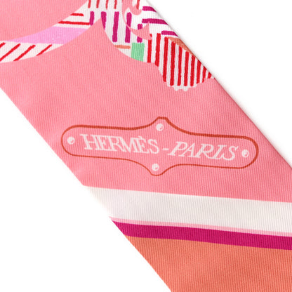 Hermes Silk Cavalcadour Morning Twilly Rose Vert Terracotta 2 of 5