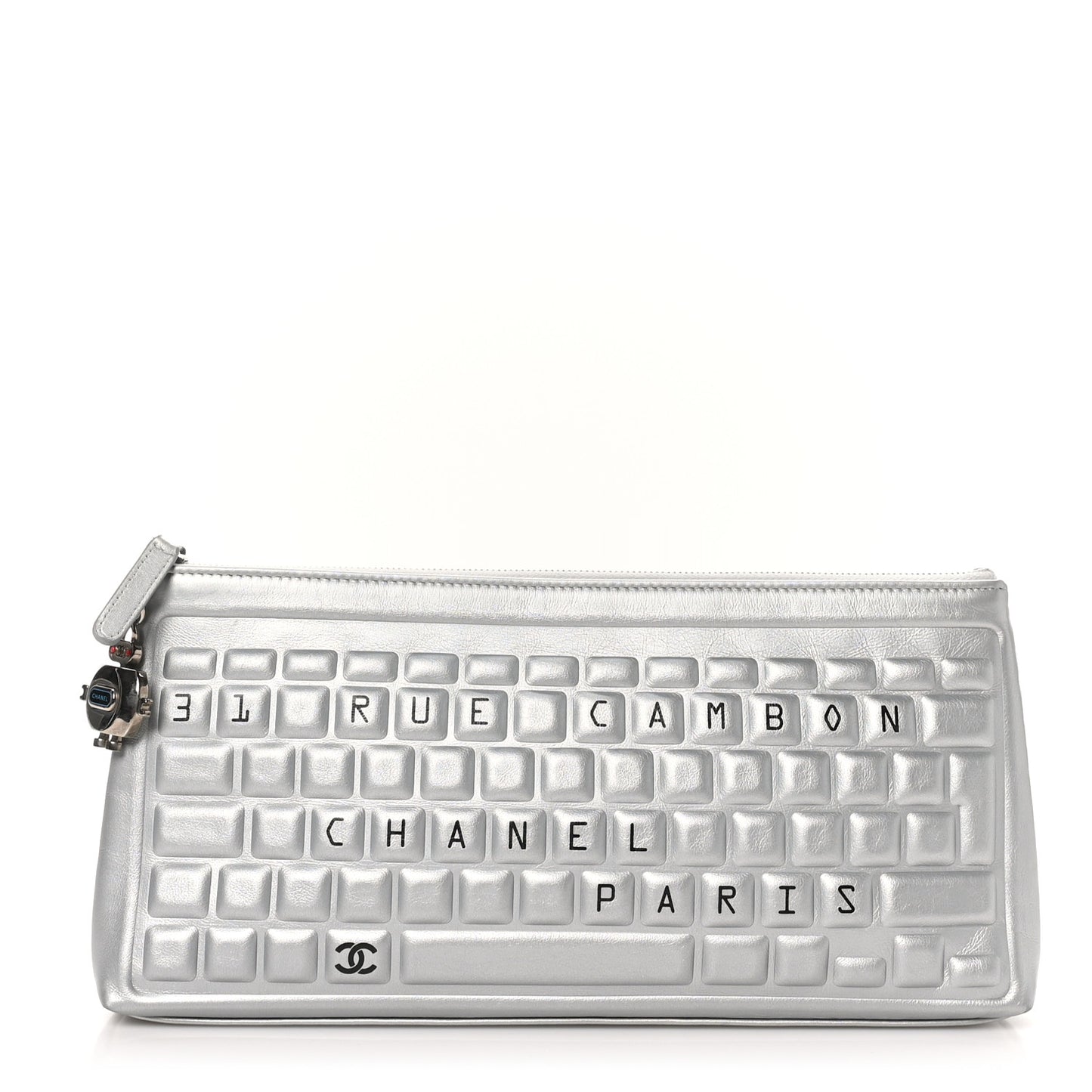 Metallic Calfskin Keyboard Pouch Silver