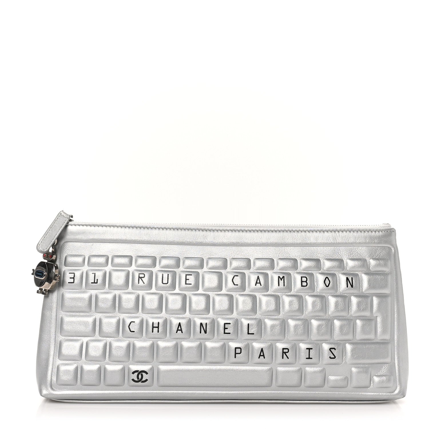 Chanel Metallic Calfskin Keyboard Pouch Silver 1 of 8