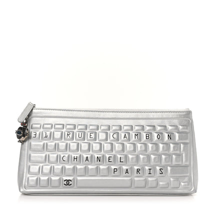 Chanel Metallic Calfskin Keyboard Pouch Silver 1 of 8