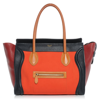 Celine Leather and Linen Shoulder Luggage Tri-Color Poppy 1 of 10