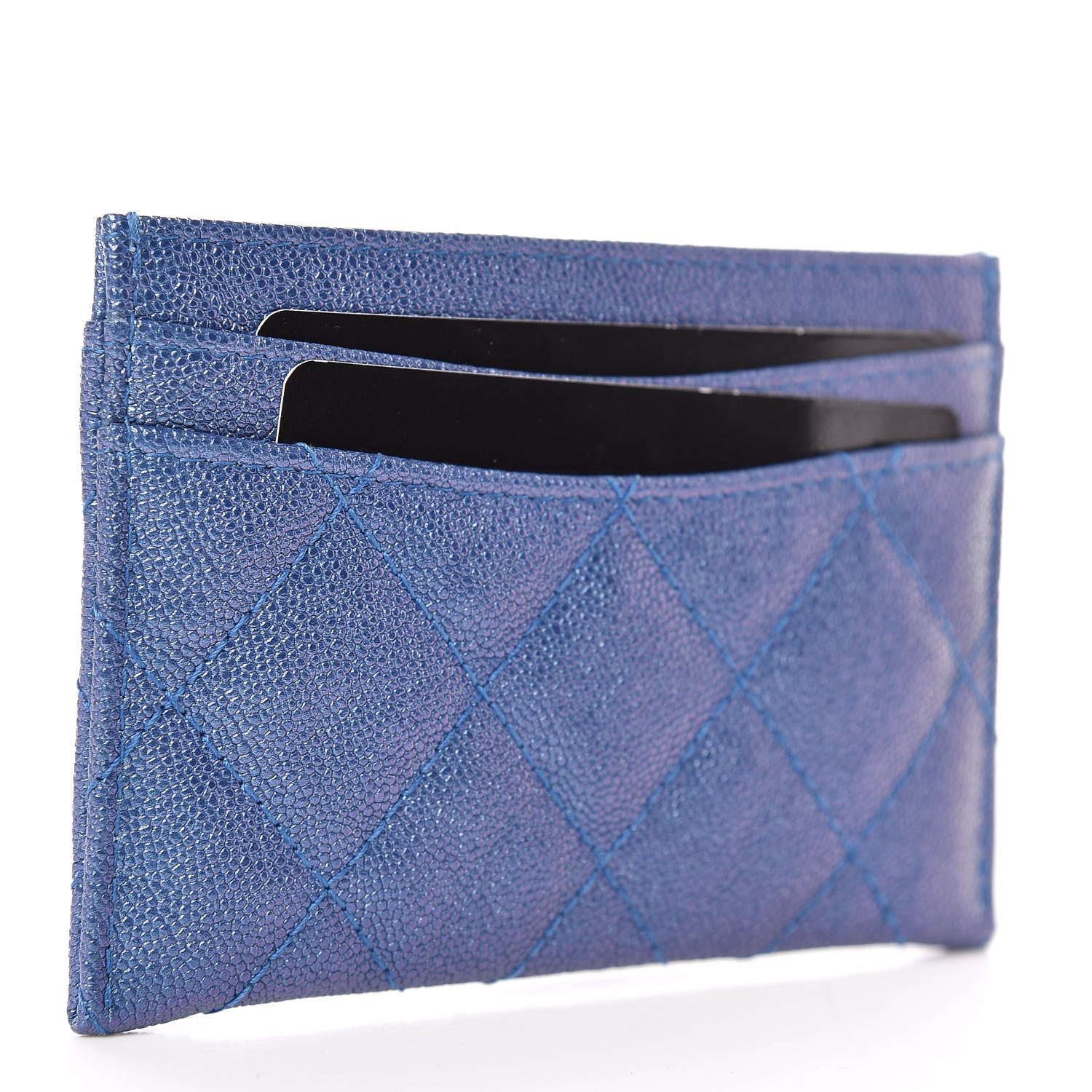 Chanel Iridescent Caviar Quilted Card Holder Blue Fonce 3 of 9