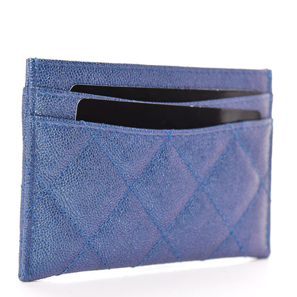 Chanel Iridescent Caviar Quilted Card Holder Blue Fonce 3 of 9