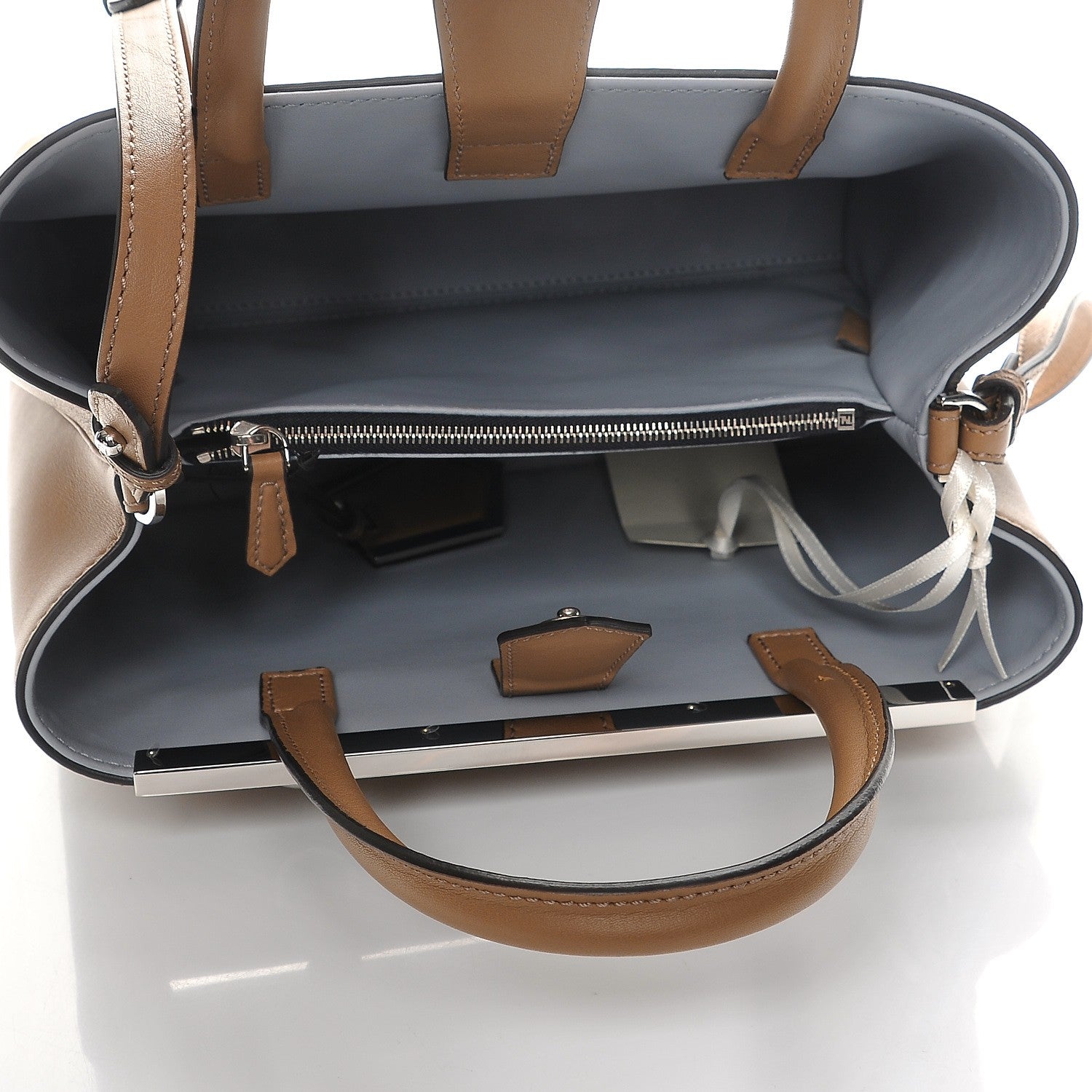 Fendi Vitello Dolce Century Petite 2Jours Tote Sand Polvere 6 of 8