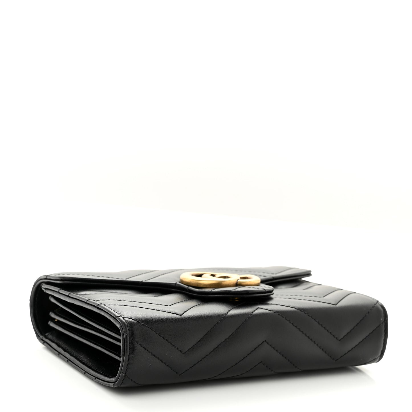 Calfskin Matelasse GG Marmont Chain Wallet Black