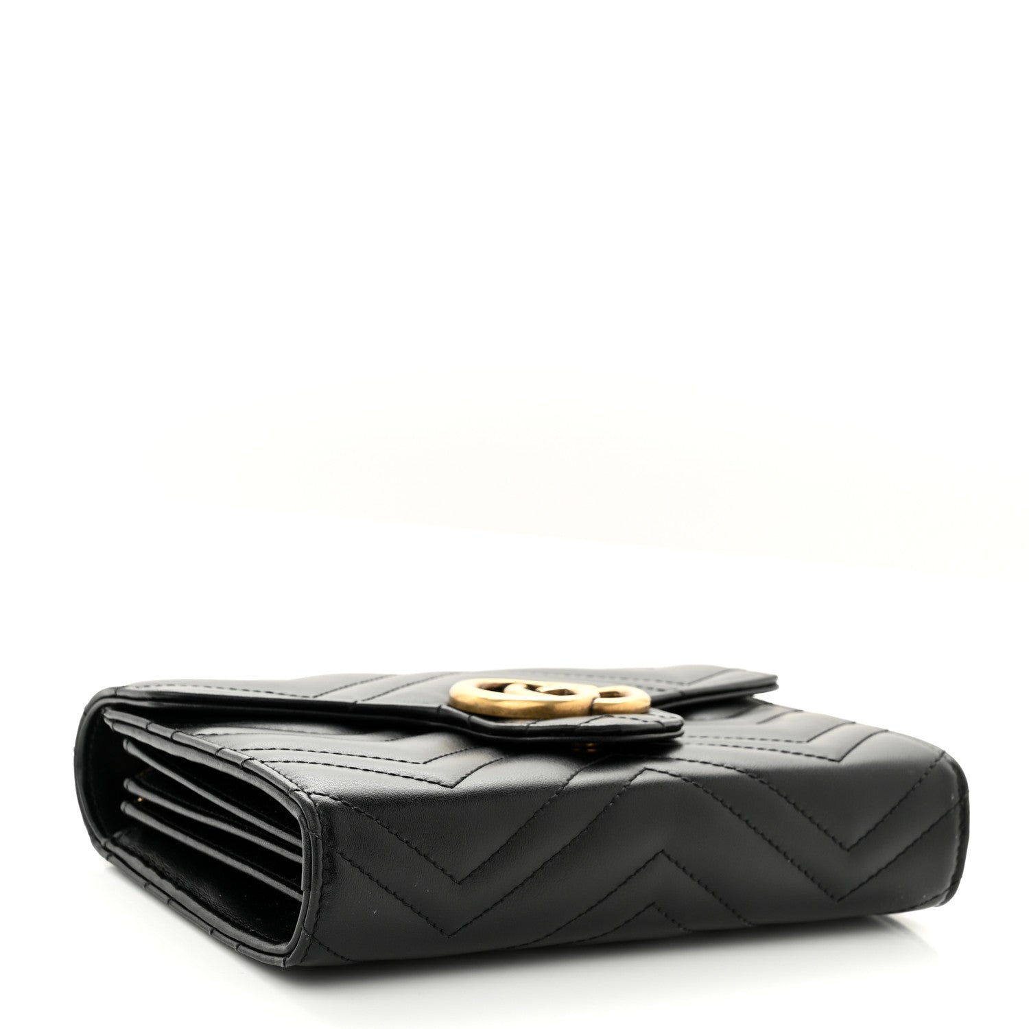 Gucci Calfskin Matelasse GG Marmont Chain Wallet Black 4 of 10