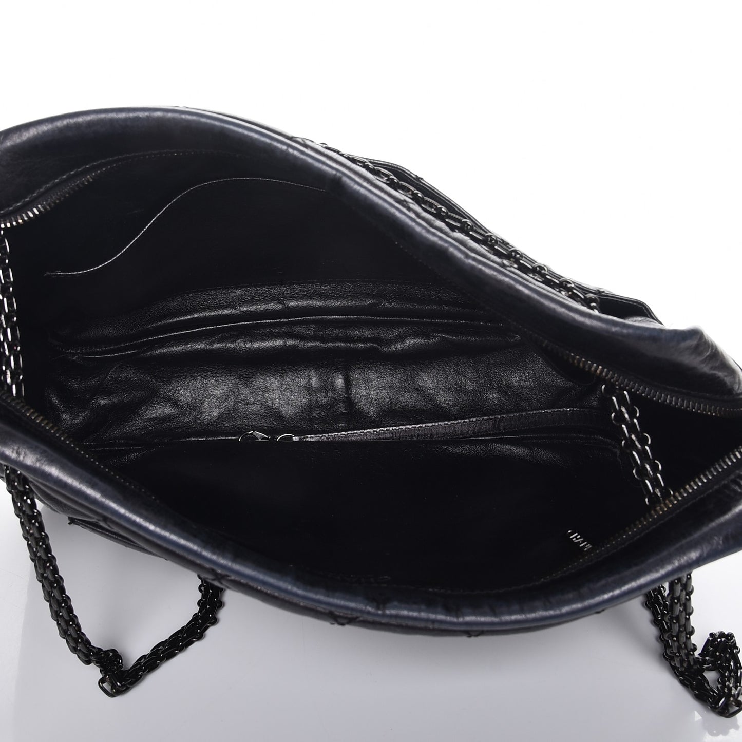 Metallic Aged Calfskin Quilted Large Reissue Camera Case Black
