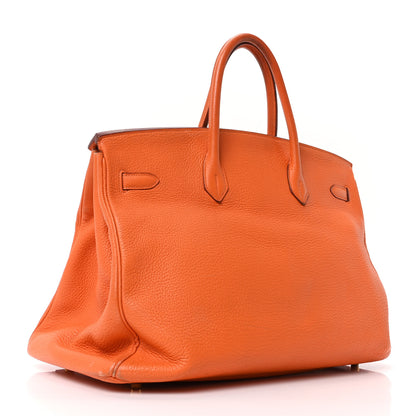 Hermes Taurillon Clemence Birkin 40 Orange 3 of 10