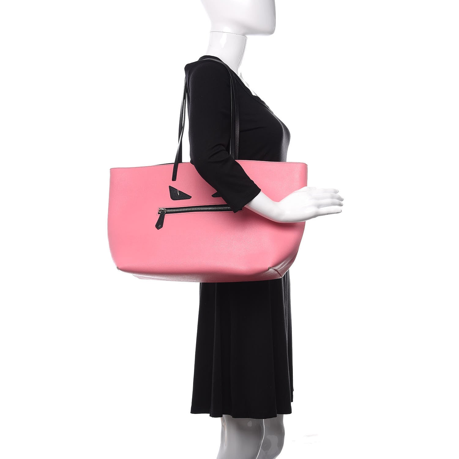 Fendi Vitello Elite Cuoio Monster Buggies Medium Roll Tote Lollypop Black 2 of 13