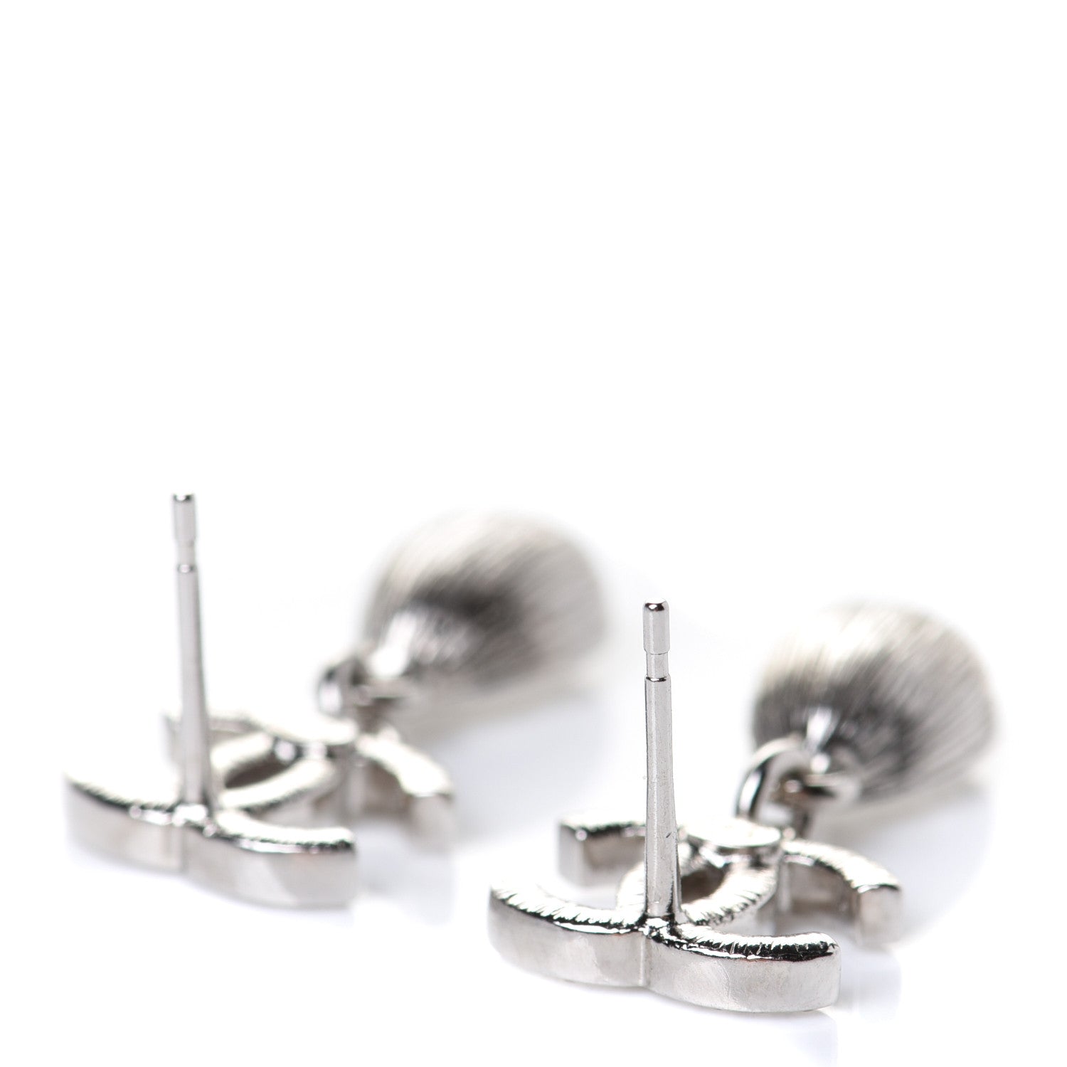 Chanel Crystal CC Teardrop Earrings Silver 3 of 5