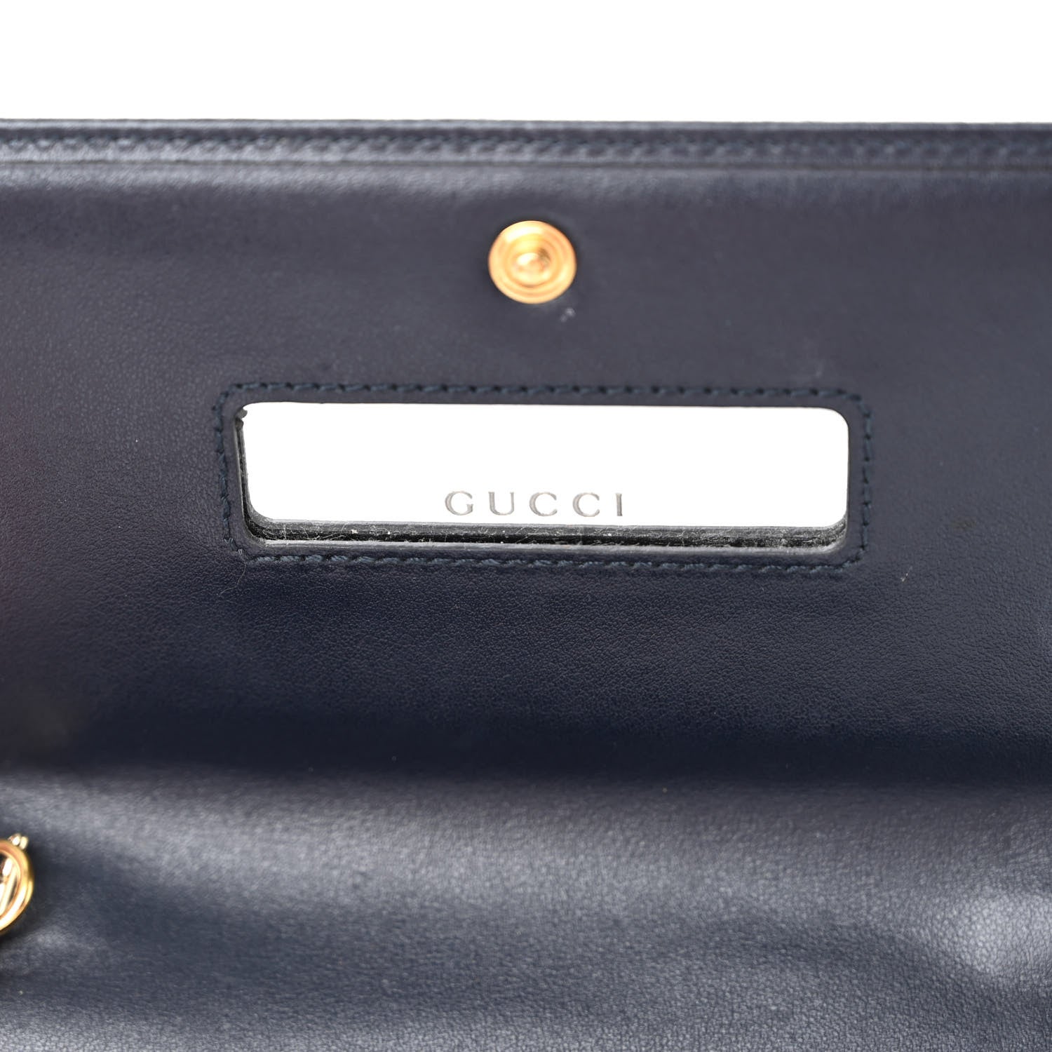 Gucci Vintage Rice Canvas Plutone Calfskin Small Horsebit 1955 Wallet On Chain Beige Blue 10 of 11