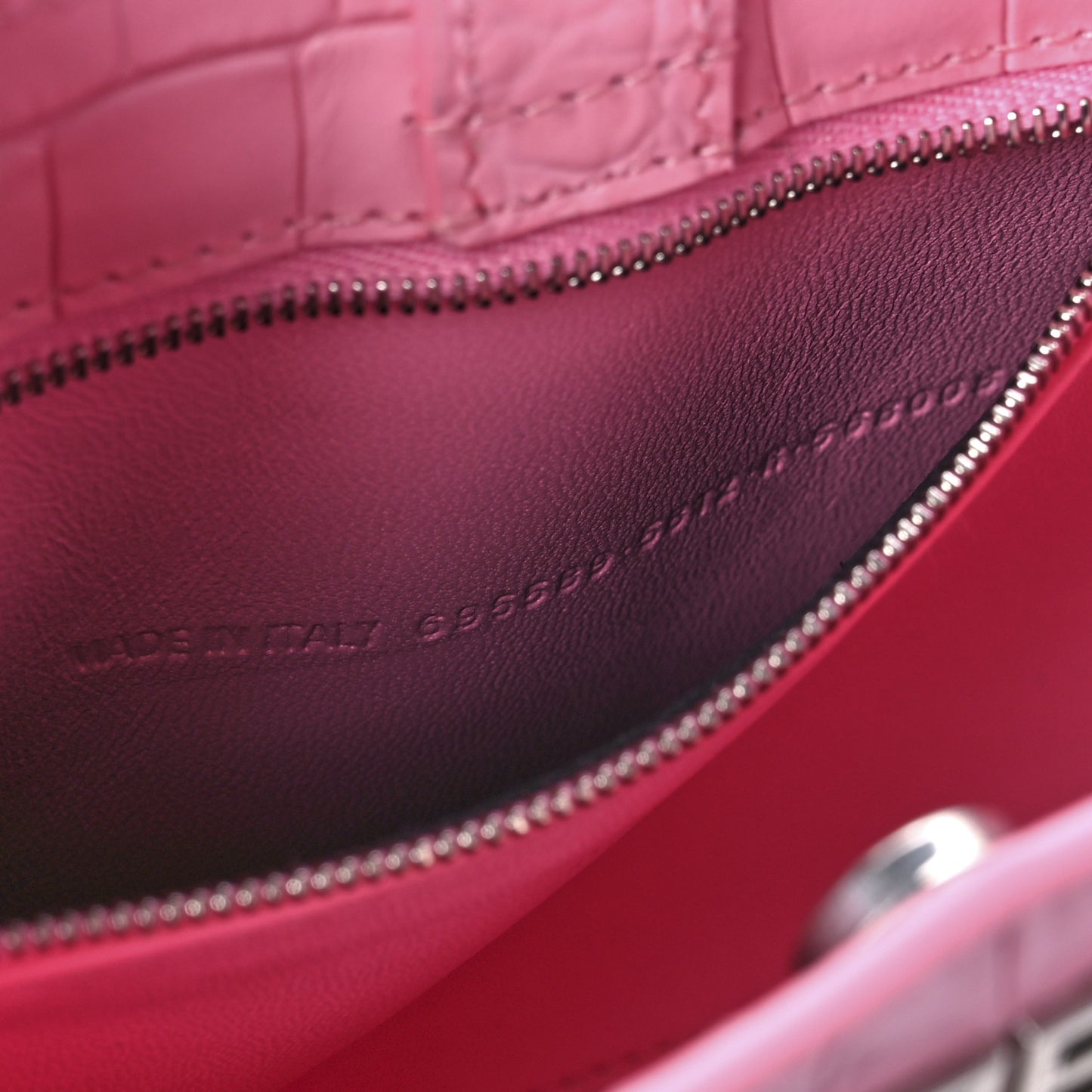 Shiny Super Supple Calfskin Crocodile Embossed Small XX Bag Sweet Pink