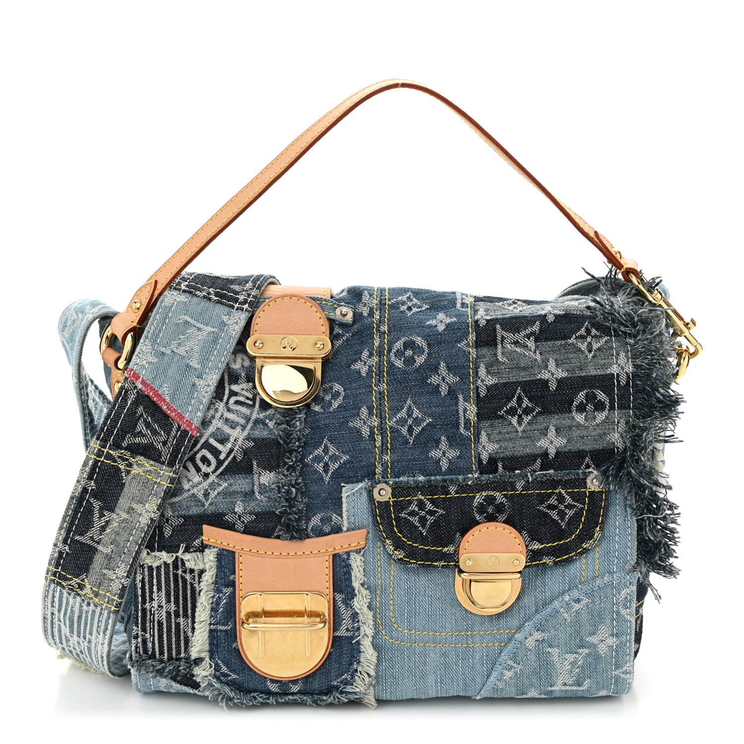 Louis Vuitton Denim Patchwork Posty Messenger Bag Blue 1 of 11