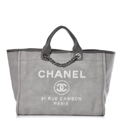 Chanel Canvas Large Deauville Tote Grey 1 of 13