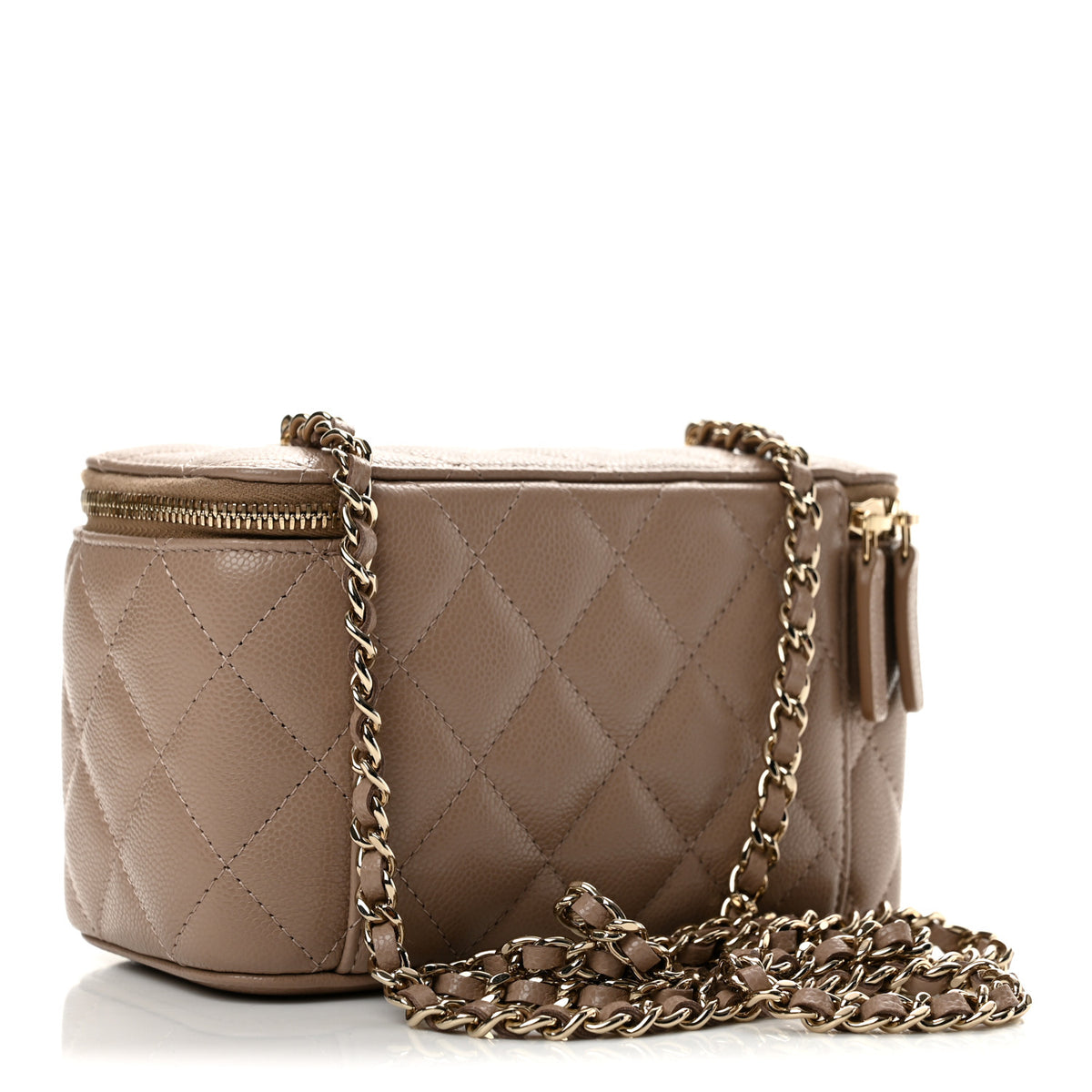 Chanel Caviar Quilted Small Vanity Case With Chain Dark Beige 3 of 10