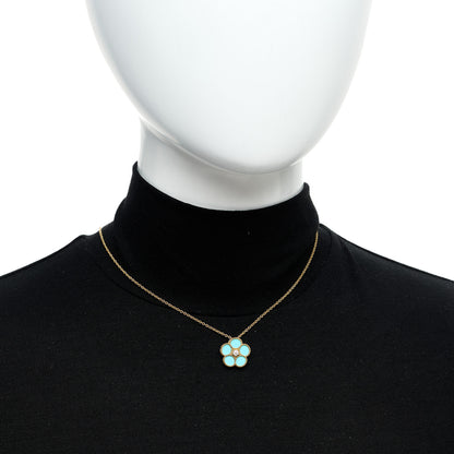 Roberto Coin 18K Yellow Gold Diamond Turquoise Daisy Pendant Necklace 2 of 5